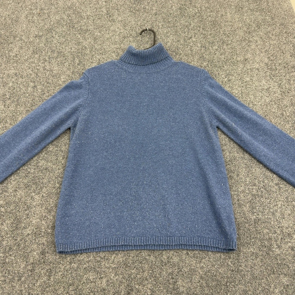 LL Bean Sweater Women M Blue Lambs Wool Turtleneck Classic Preppy